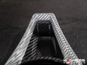 Alfa Romeo Stelvio Steering Wheel Trim - Carbon Fiber - Main Center Trim Piece - Black/ White Candy - Pre '20 Models